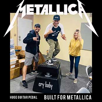 A giant cry baby wah peddle made by Smash Design for Metallica