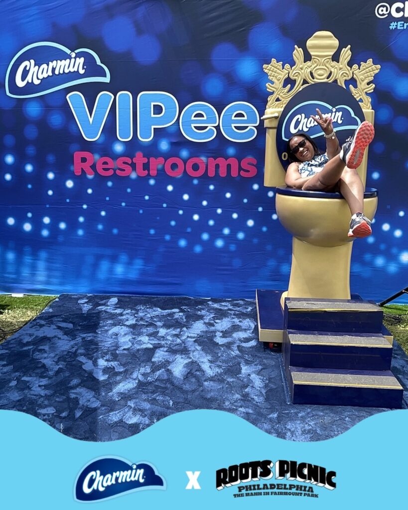 Charmin VIPee Golden Toilet throne brand activation at event in Philidelphia