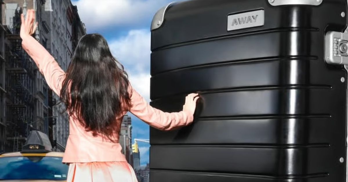 Smash Design's giant foam prop of an Away suitcase on the streets of SoHo