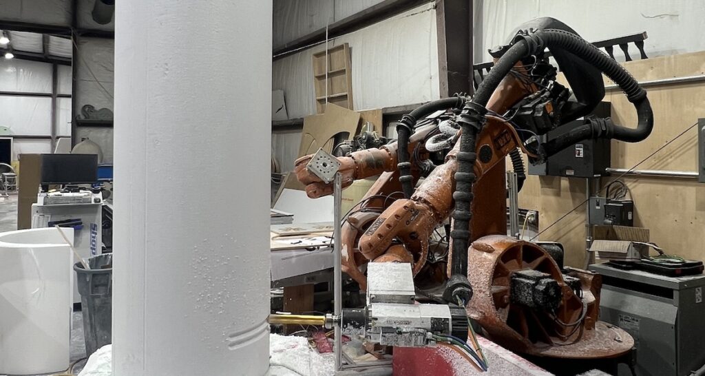 Smash Design's CNC machine at work foam carving