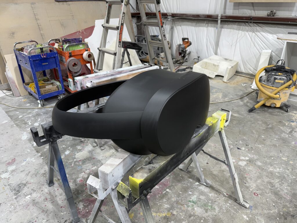 Giant foam prop of Google Android XR goggles