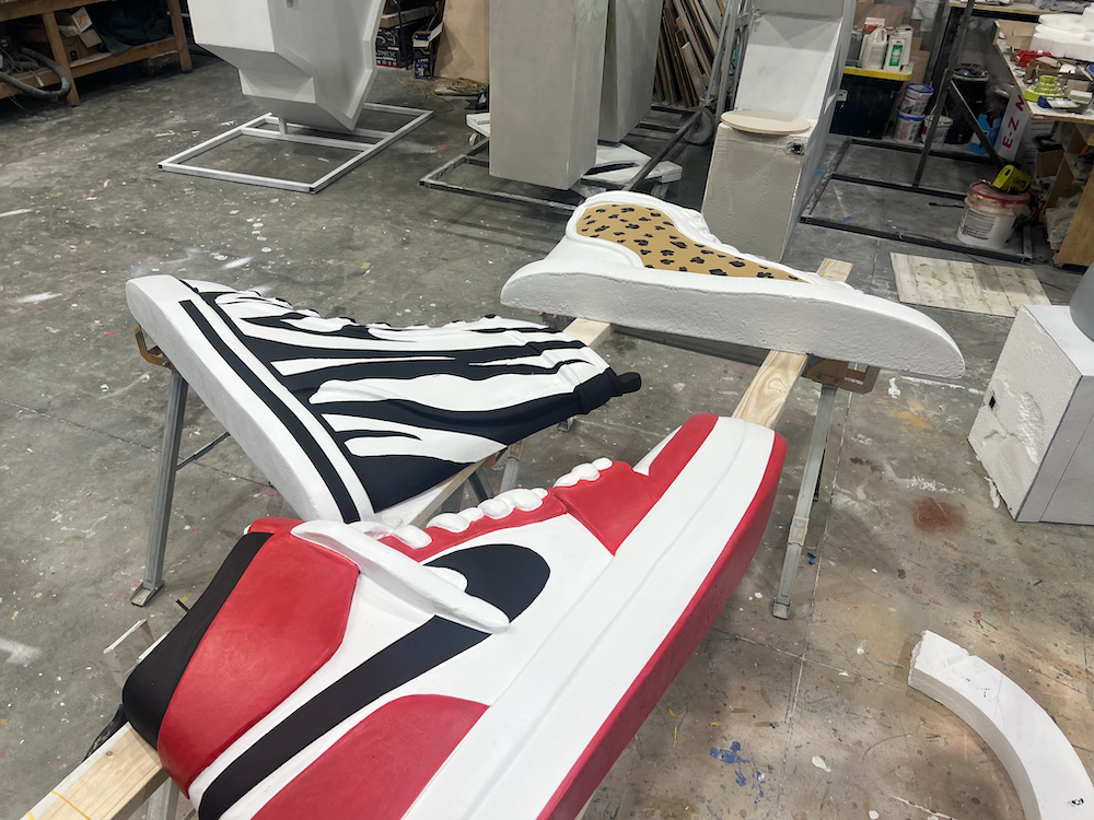 Giant Nike sneaker sculptures for brand popup
