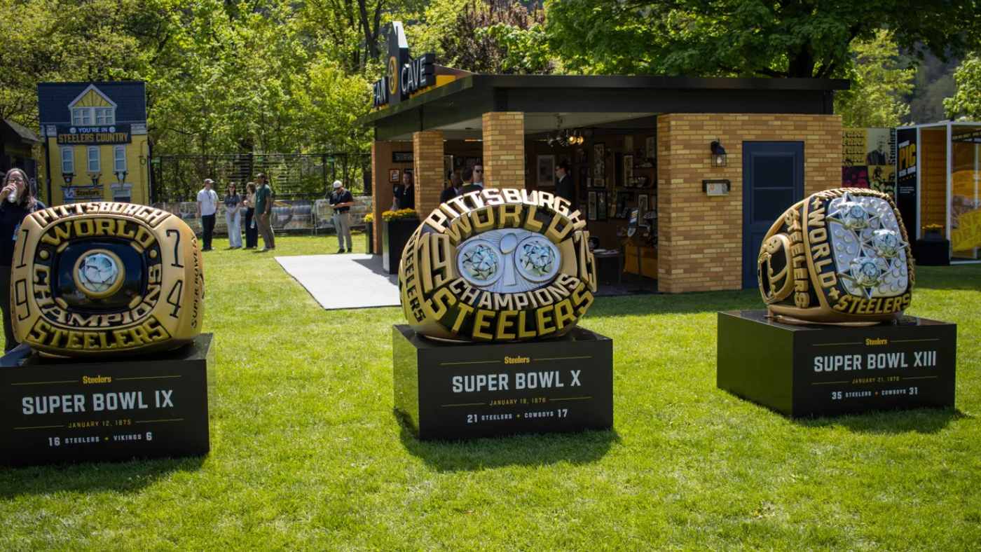 Pittsburgh Steelers Super Bowl rings foam sculptures